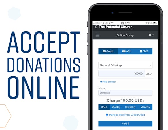ChurchTrac screenshot: Accept Donations Online