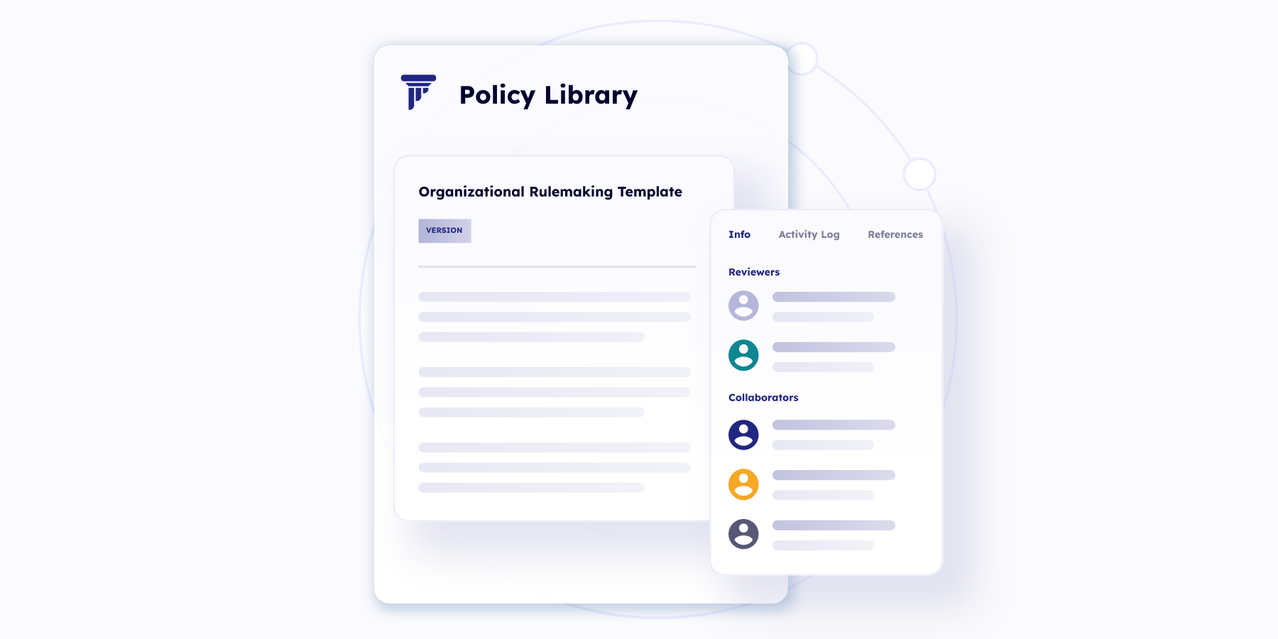 Esper screenshot: Collaborating on policy has never been easier. Policymakers can create templates, draft policy and easily track versions all from Esper. Once a policy is ready for review, it can be assigned to key stakeholders to collect feedback. 