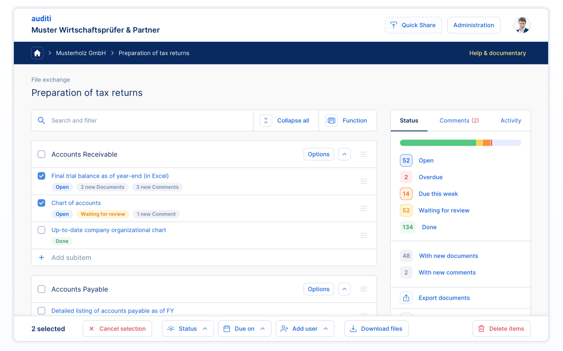 Auditi screenshot: Auditi collaboration