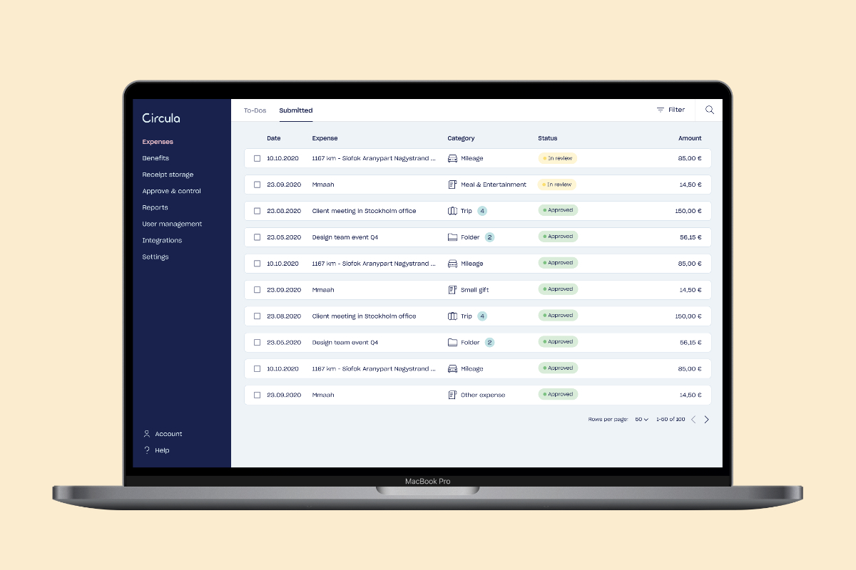 The powerful web-app offers for admins great opportunities to manage expenses fully digital and with ease. 30 possible integrations, e.g. DATEV, exact online, Personio, TravelPerk and many more.