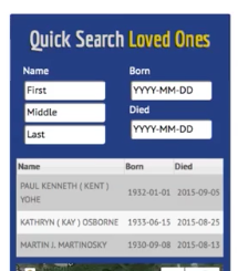 CemSites Software - Users can find individuals easily with quick search tools