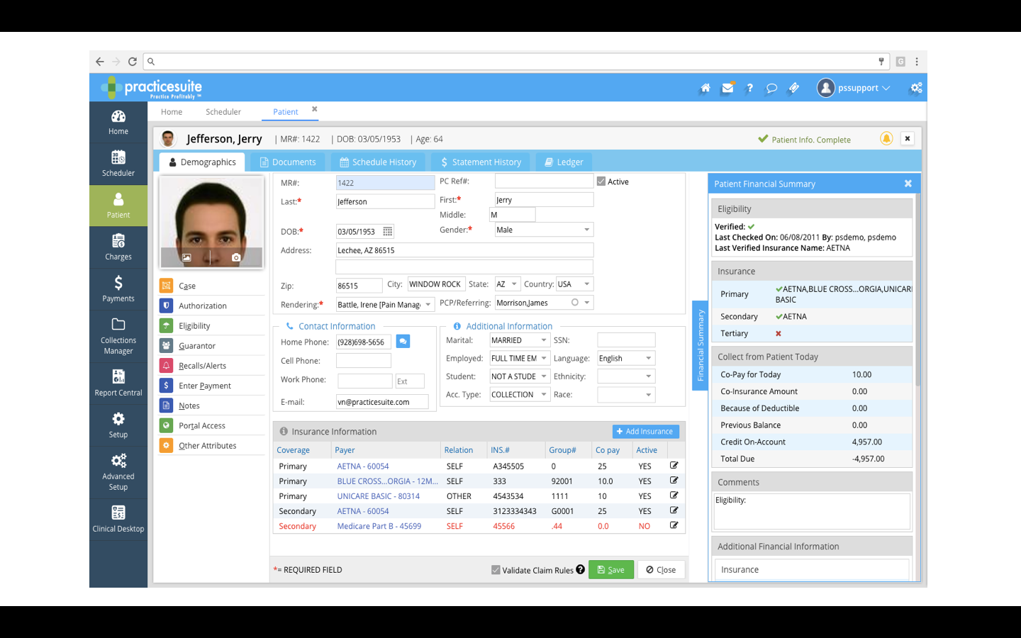 PracticeSuite Software - Centralized patient screen