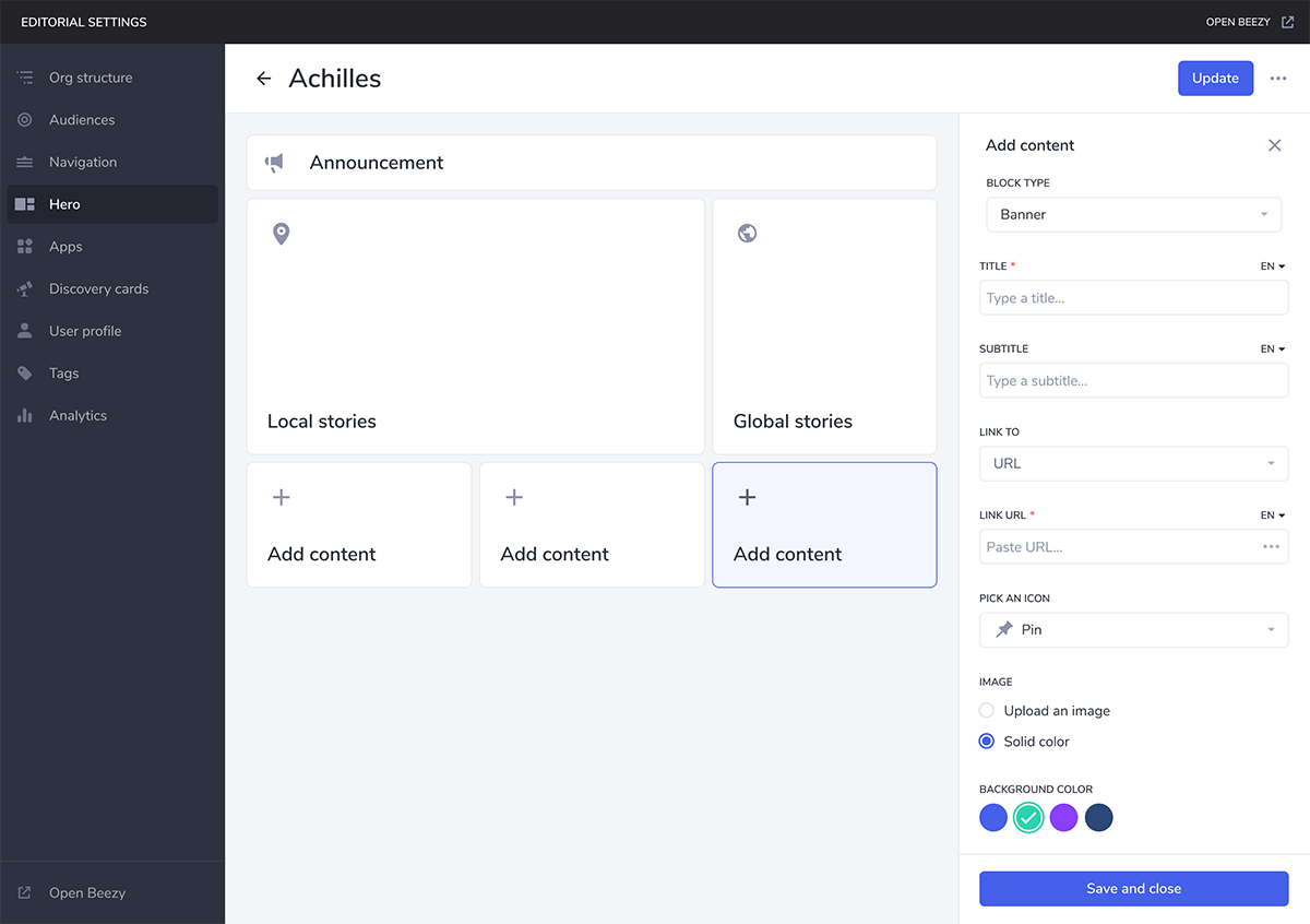 Backend admin panel