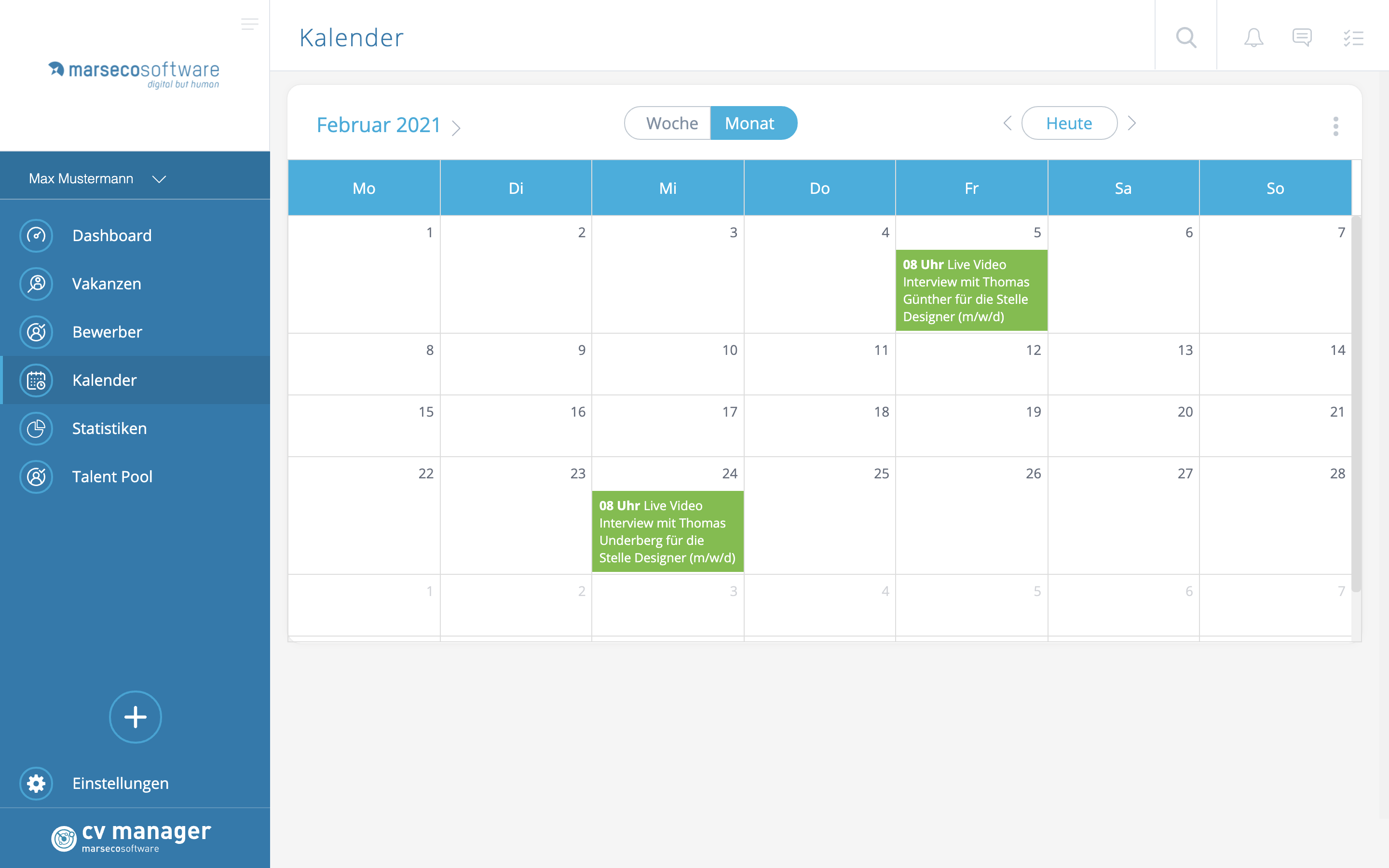 Control over your events thanks to the integrated calendar and  sync to Google Calender, Outlook etc.
