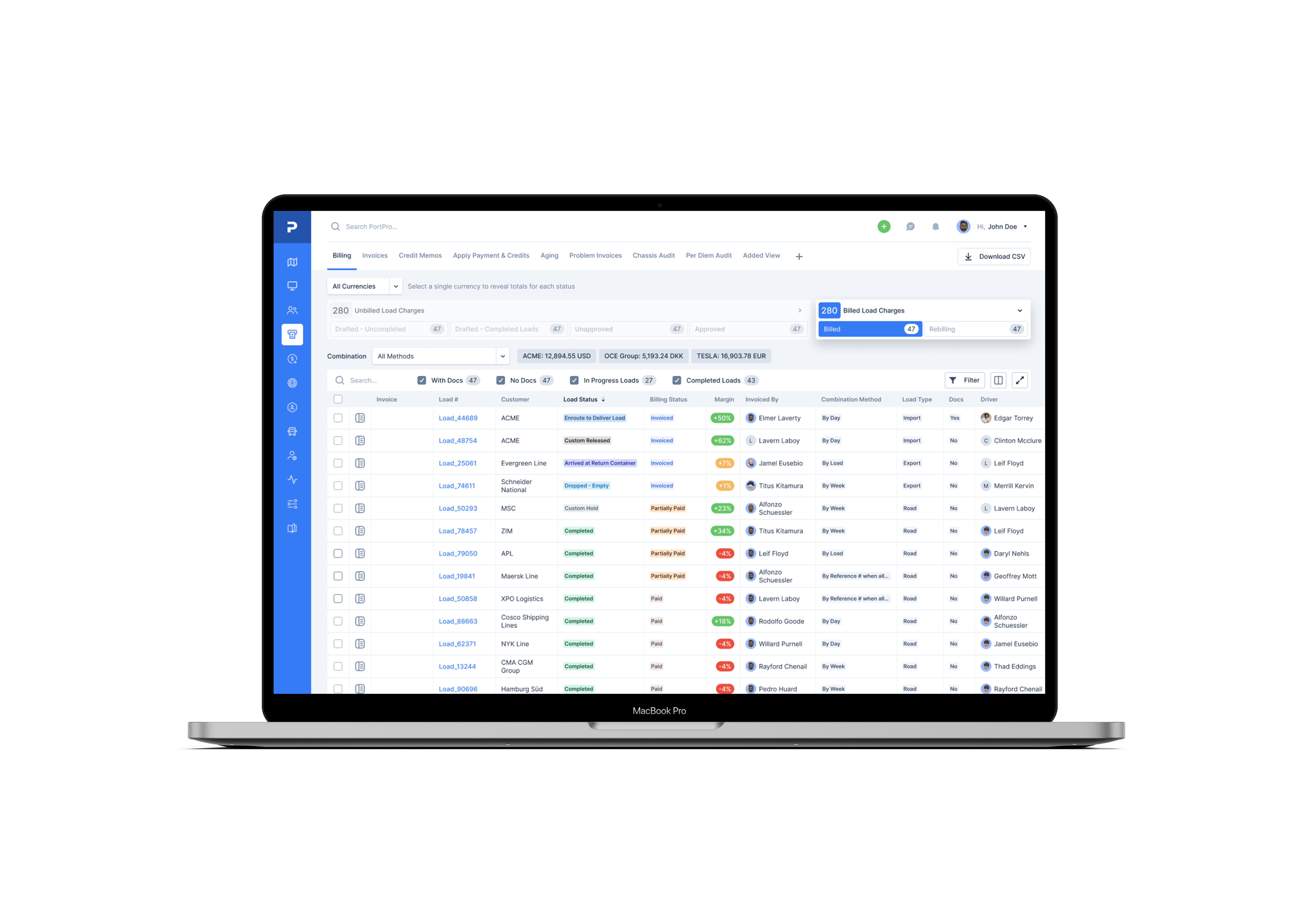 Accounts Receivable Dashboard. Easily view and manage billed vs unbilled loads!