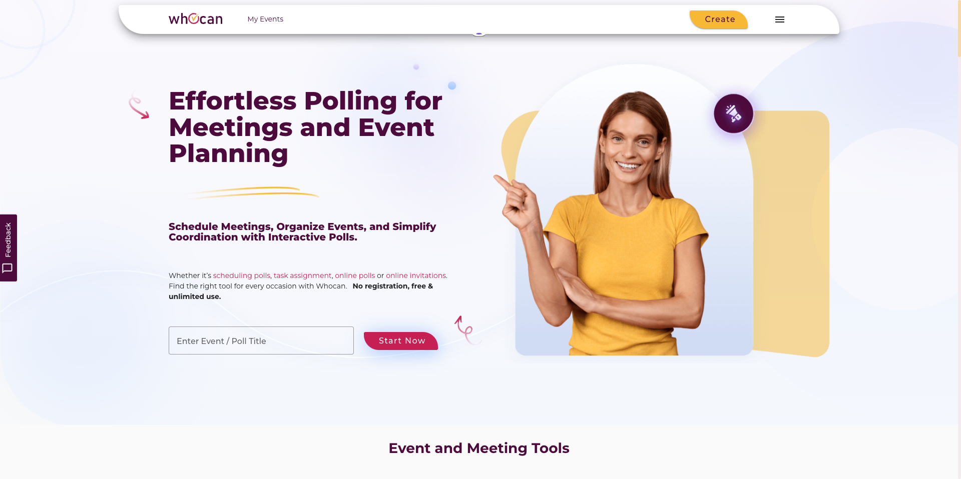 Whocan screenshot: Plan meetings and events effortlessly and for free!