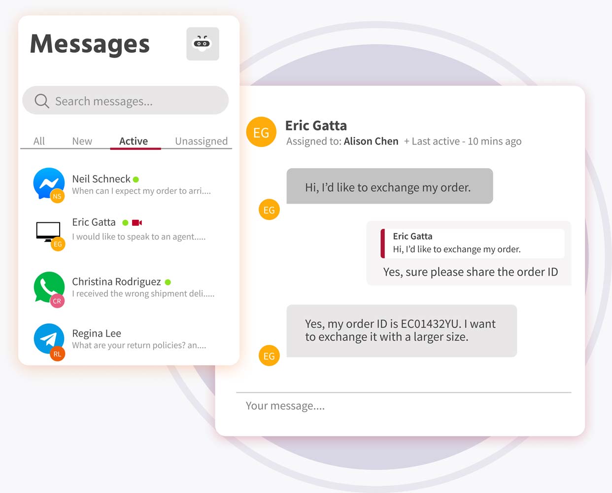 Engati screenshot: One-view Inbox
