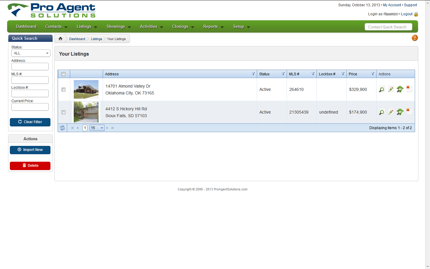 Showing Pro screenshot: Listings can be imported into Feedback Pro through integration with MLS systems