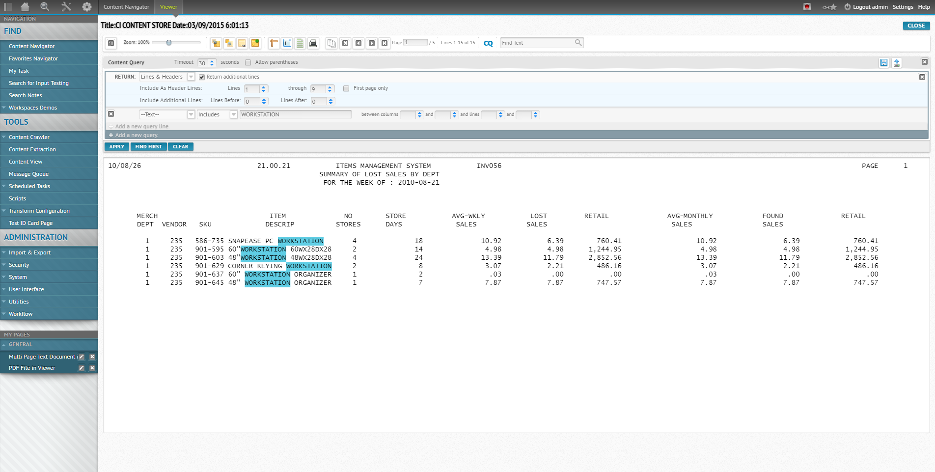 Content Cloud Software - Use queries to filter content before extraction, packaging and delivery