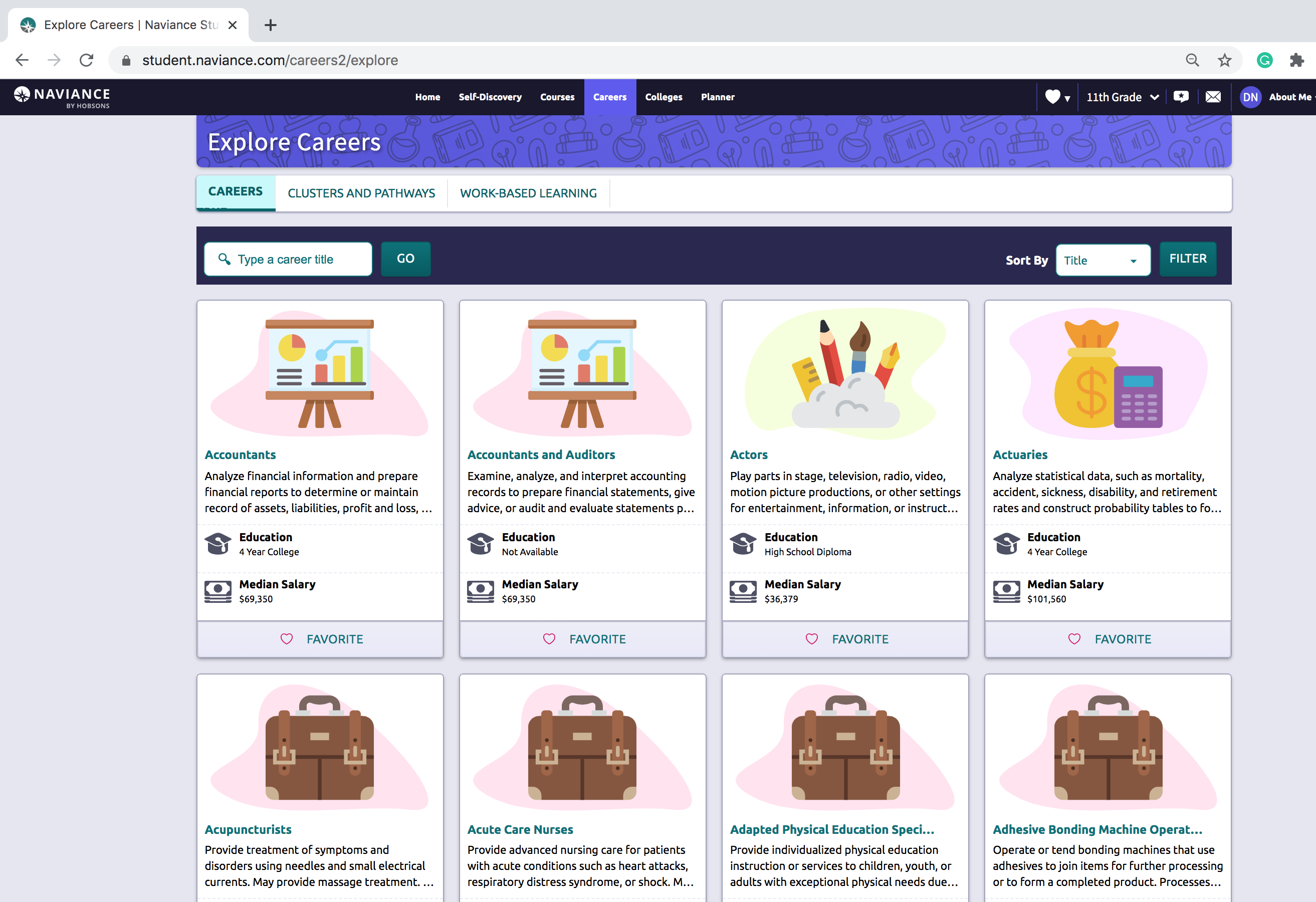 Naviance screenshot: With Naviance by PowerSchool, students can discover their strengths and interests, explore colleges and careers, and navigate their best-fit postsecondary path.