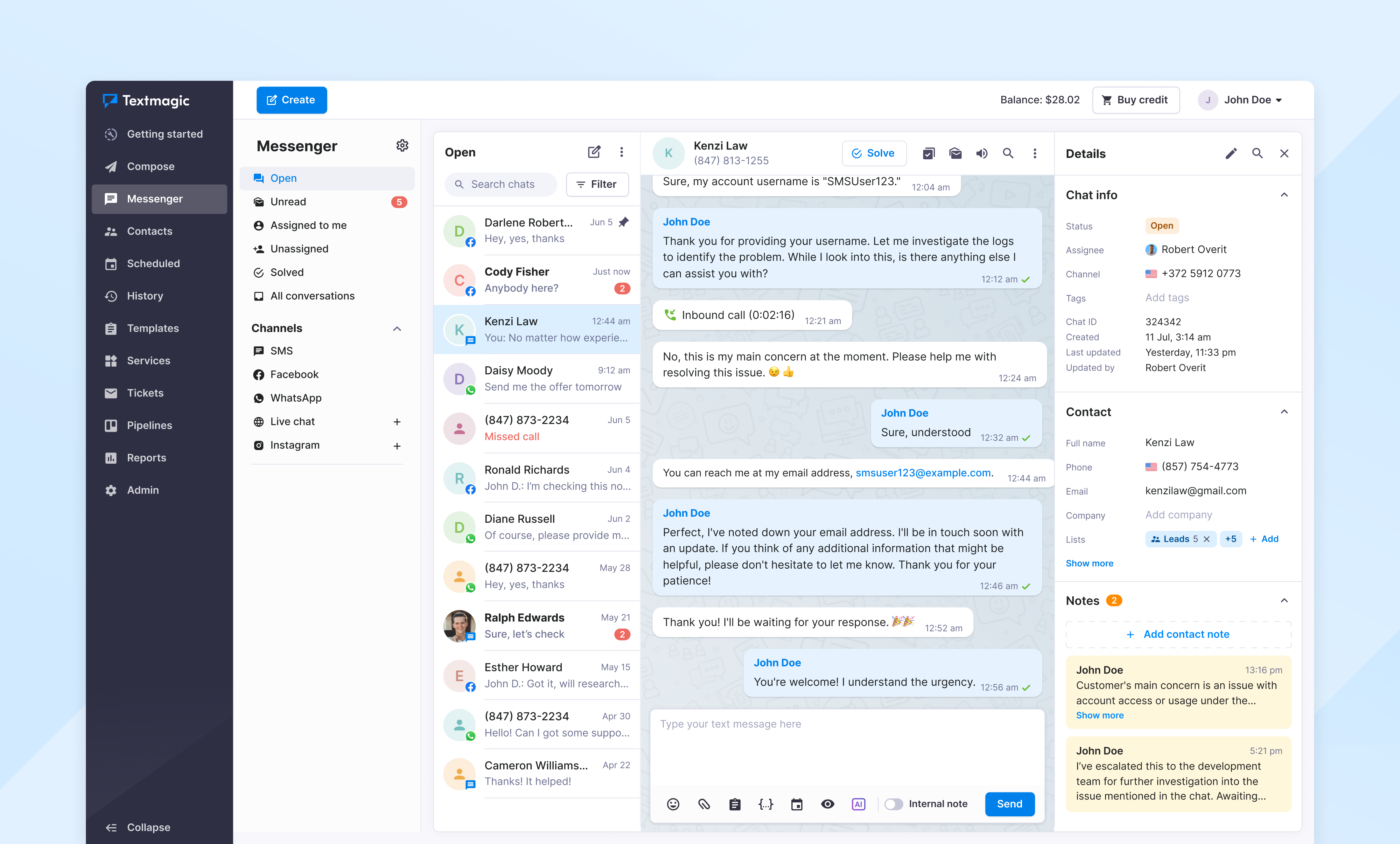 Textmagic Software - Textmagic unified inbox