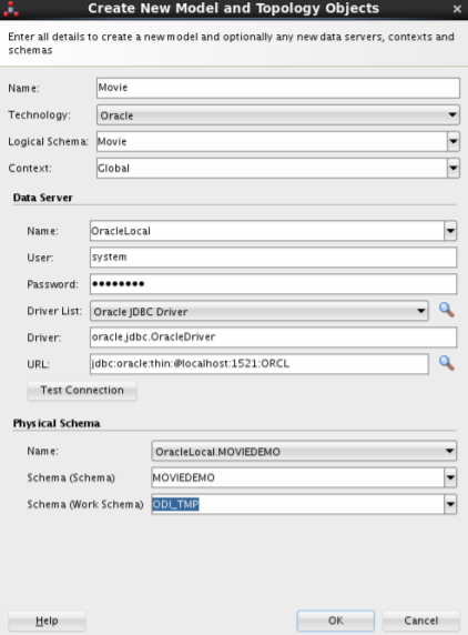 Oracle Data Integrator screenshot: Oracle Data Integrator create models
