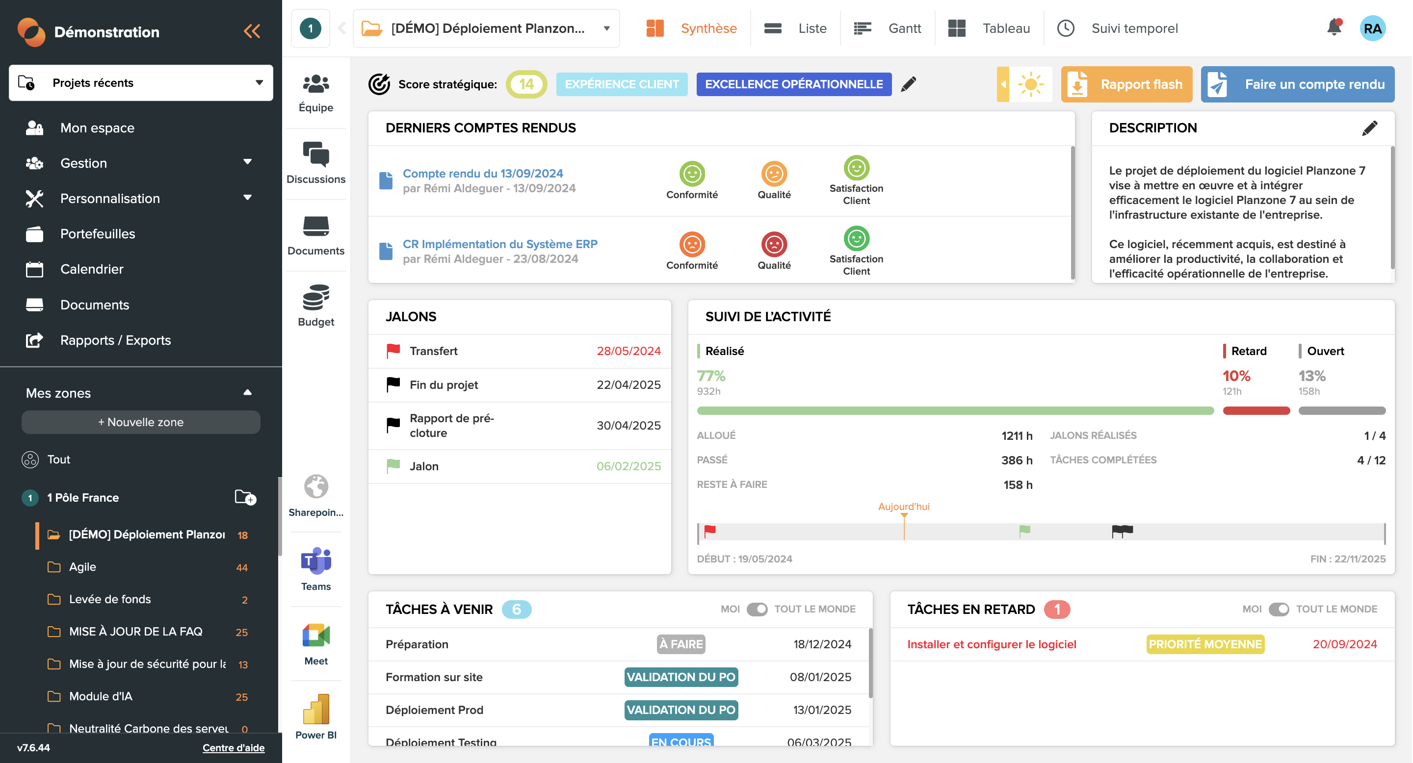 Planzone Software - Synthèse de projet