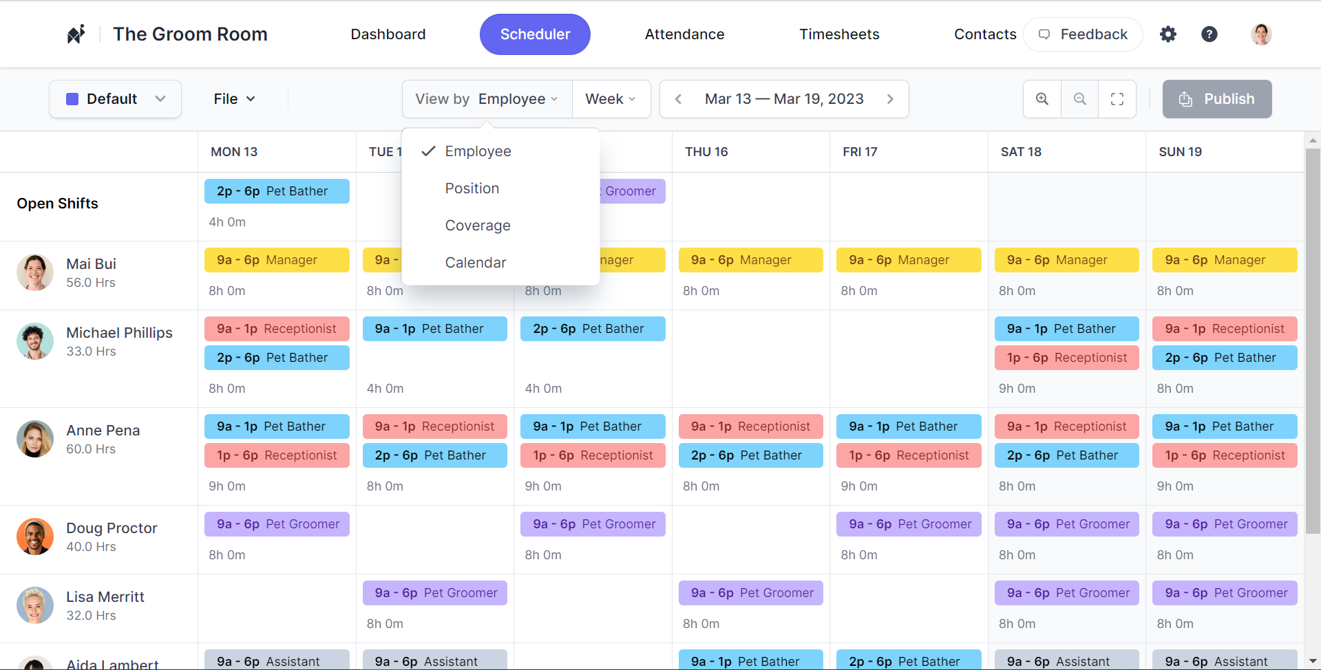Drag and drop scheduling on Camelo web