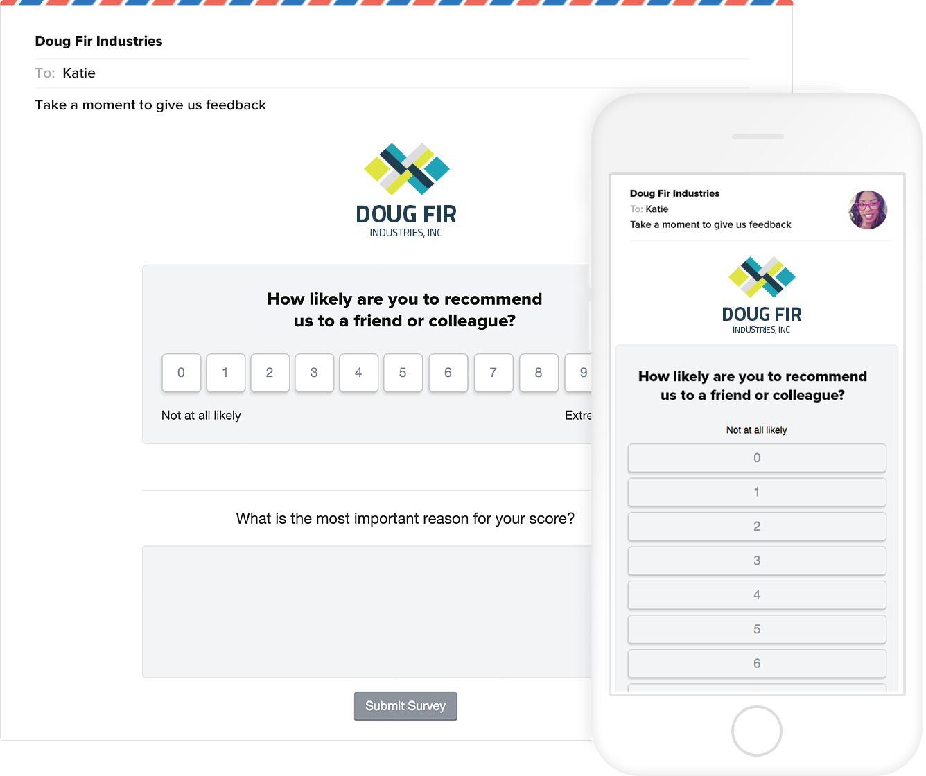 Promoter.io's NPS surveys can be answered by customers on desktop or mobile