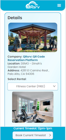 QRsrv screenshot: 1-Click Booking