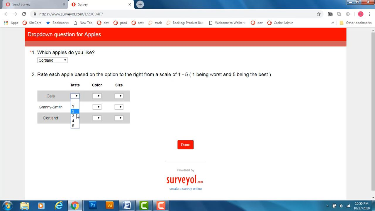 Surveyol Software - Surveyol drop-down questions