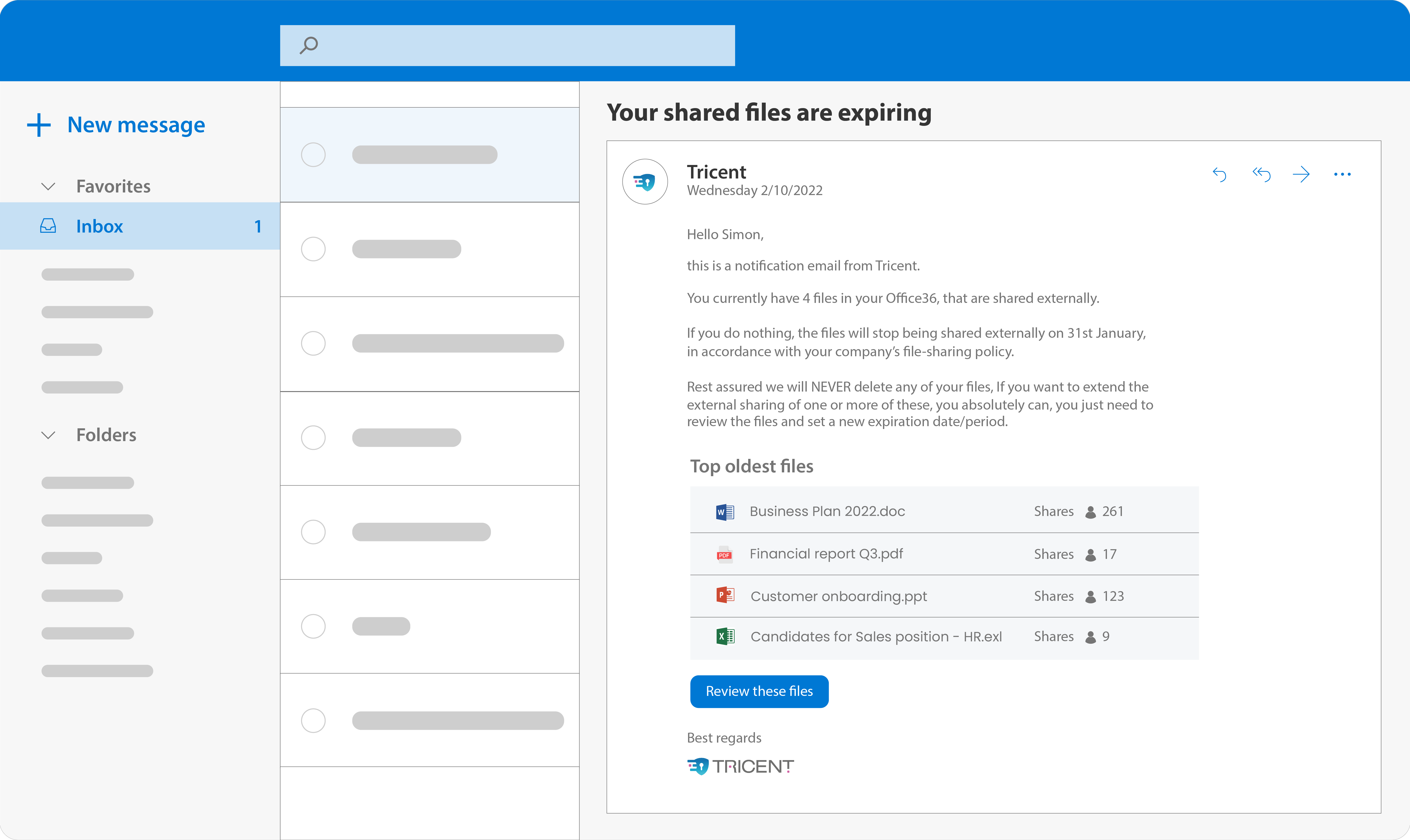 Users will automatically be notified when their shared files require a compliance review.