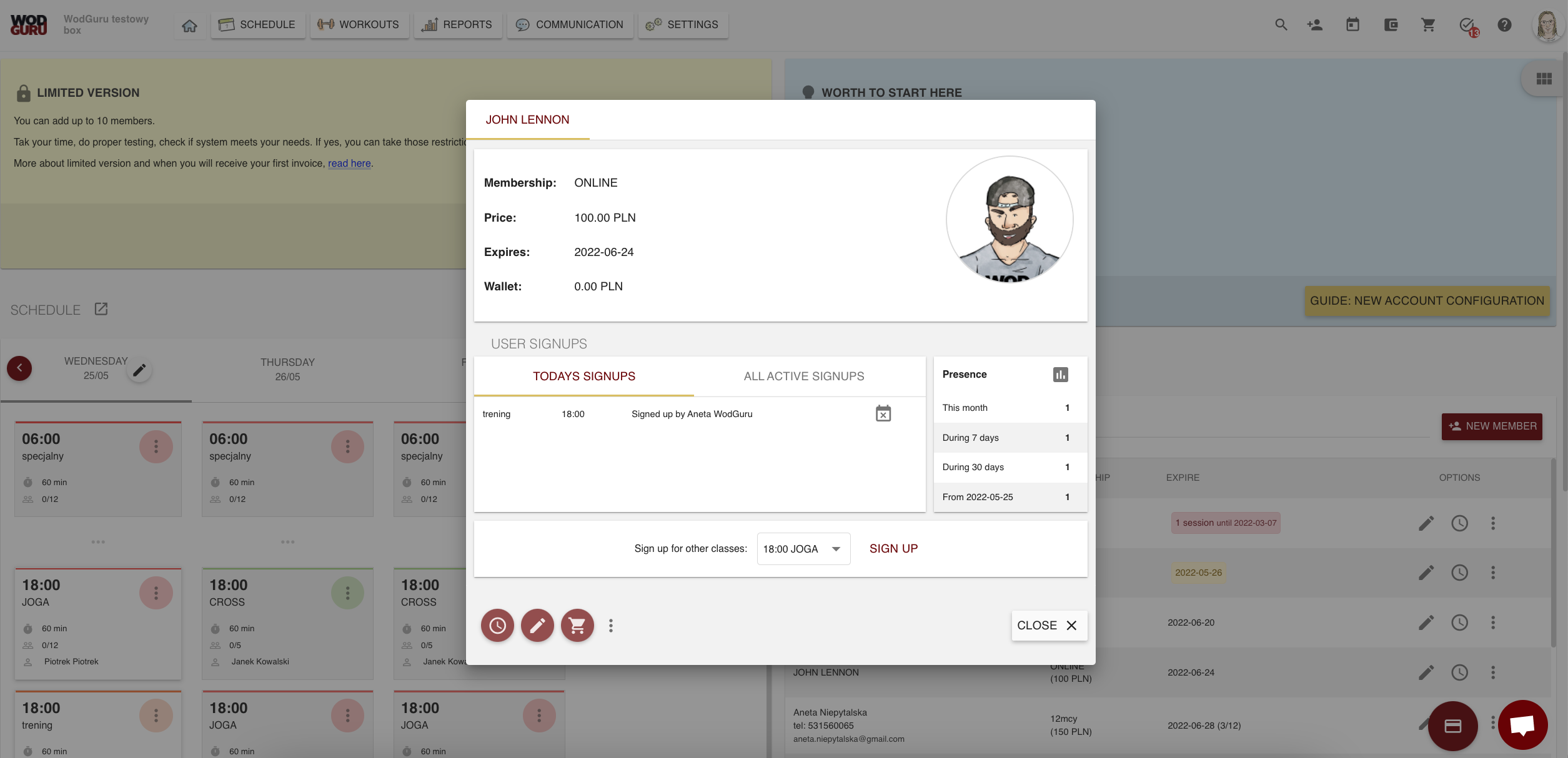 WodGuru screenshot: WodGuru gym card reader