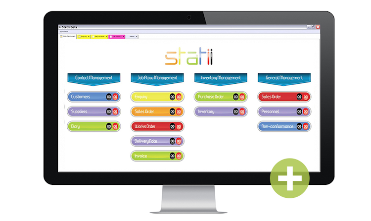 Statii screenshot: The Statii dashboard provides business processes status update with red and black indicators