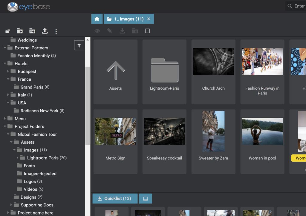 Eyebase screenshot: Eyebase customize user interface