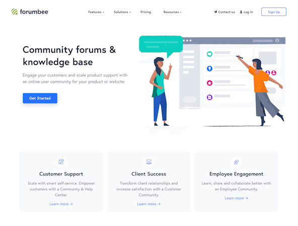Forumbee screenshot: Forumbee can be used to create a community and knowledge base hub for your customers, clients, and employees