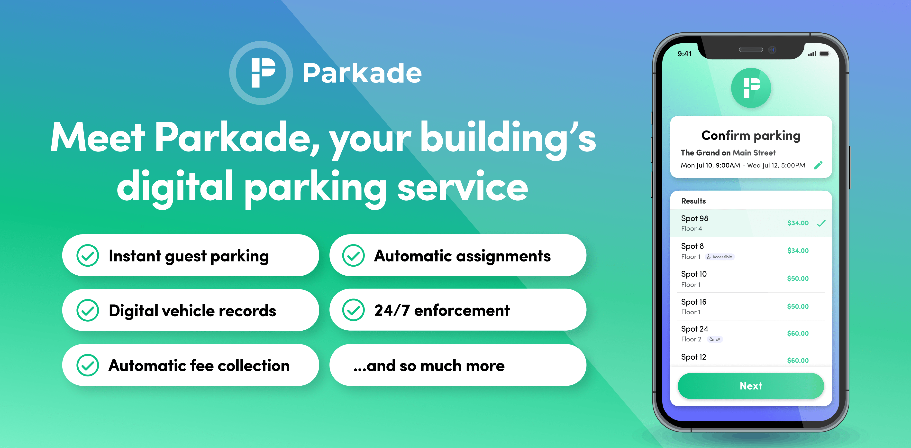 Parkade Software - Meet your building's digital parking service