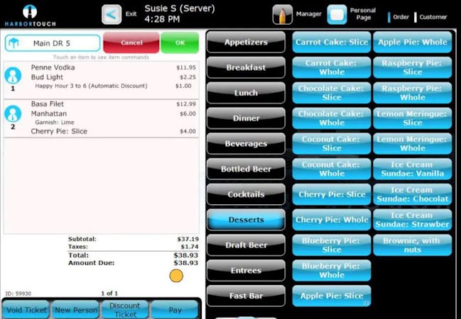 Harbortouch POS screenshot: Harbortouch transactions
