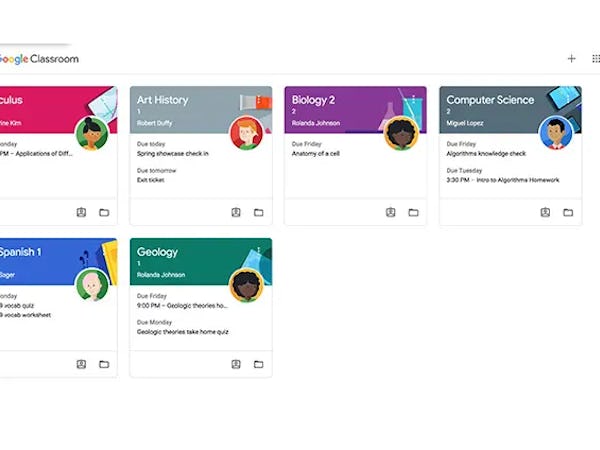 Google Classroom Software - Home screen