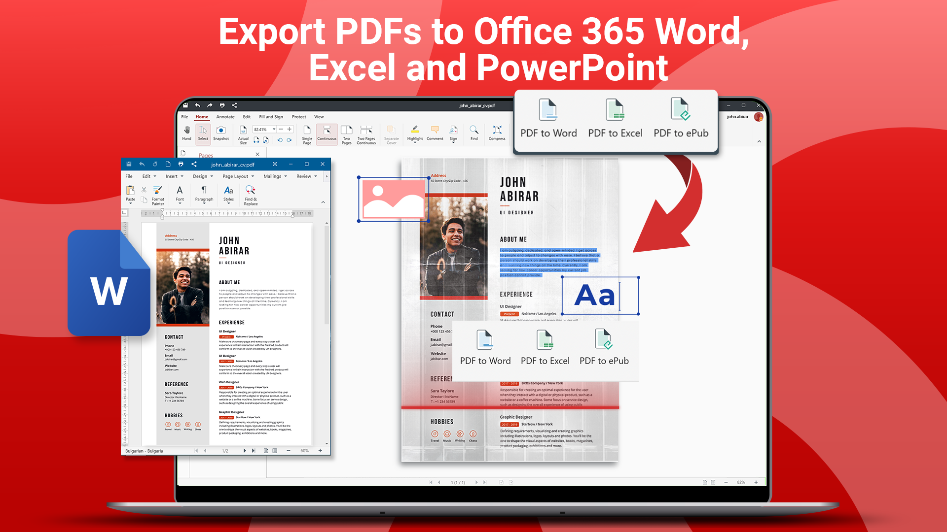 Export PDFs to Office 365 Word, Excel and PowerPoint
