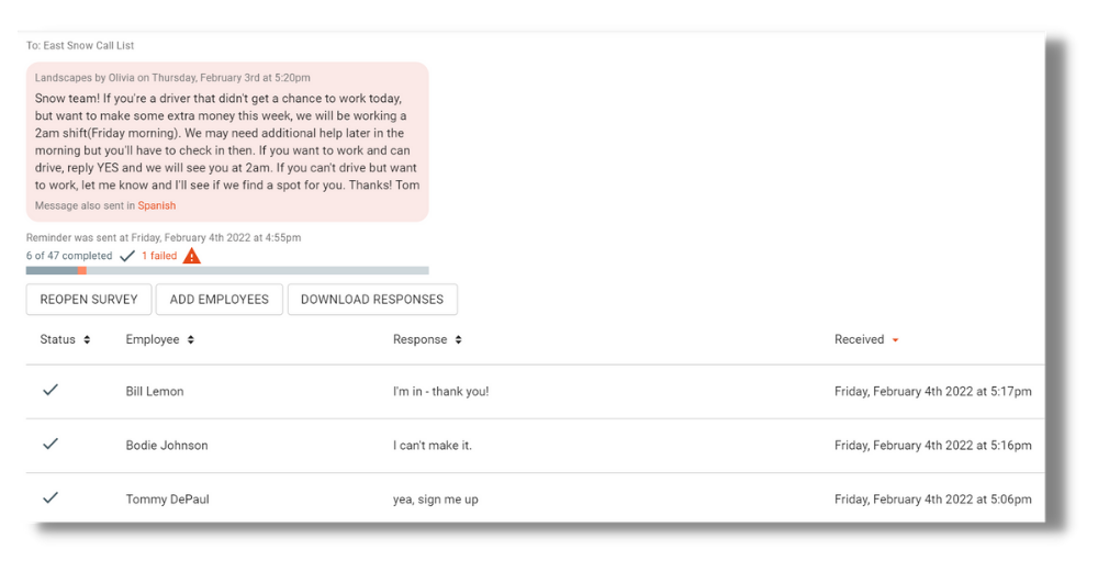 Team Engine Software - Text Message Survey for Field Workers