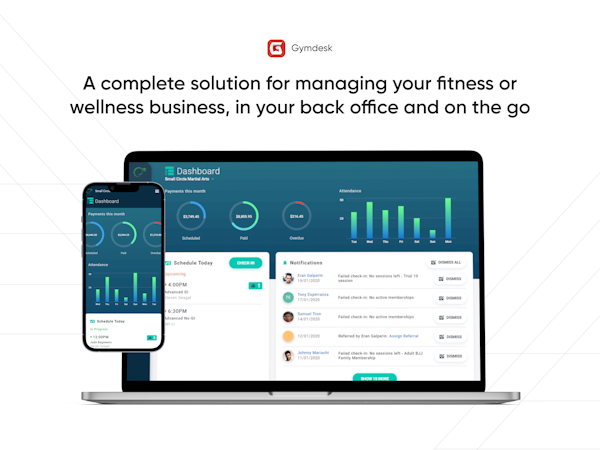 Gymdesk Software - A business dashboard in your back office and on the go