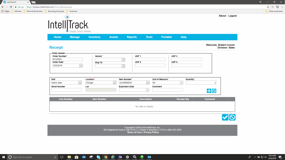 IntelliTrack Assets receipt management