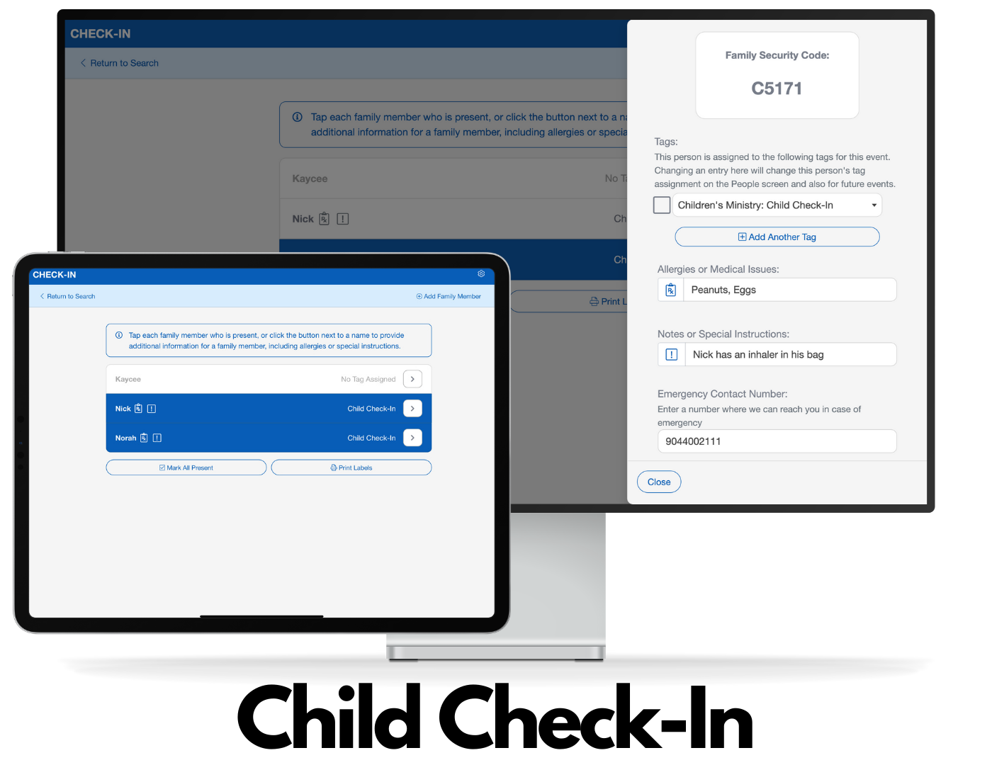 ChurchTrac Software - Child Check-In