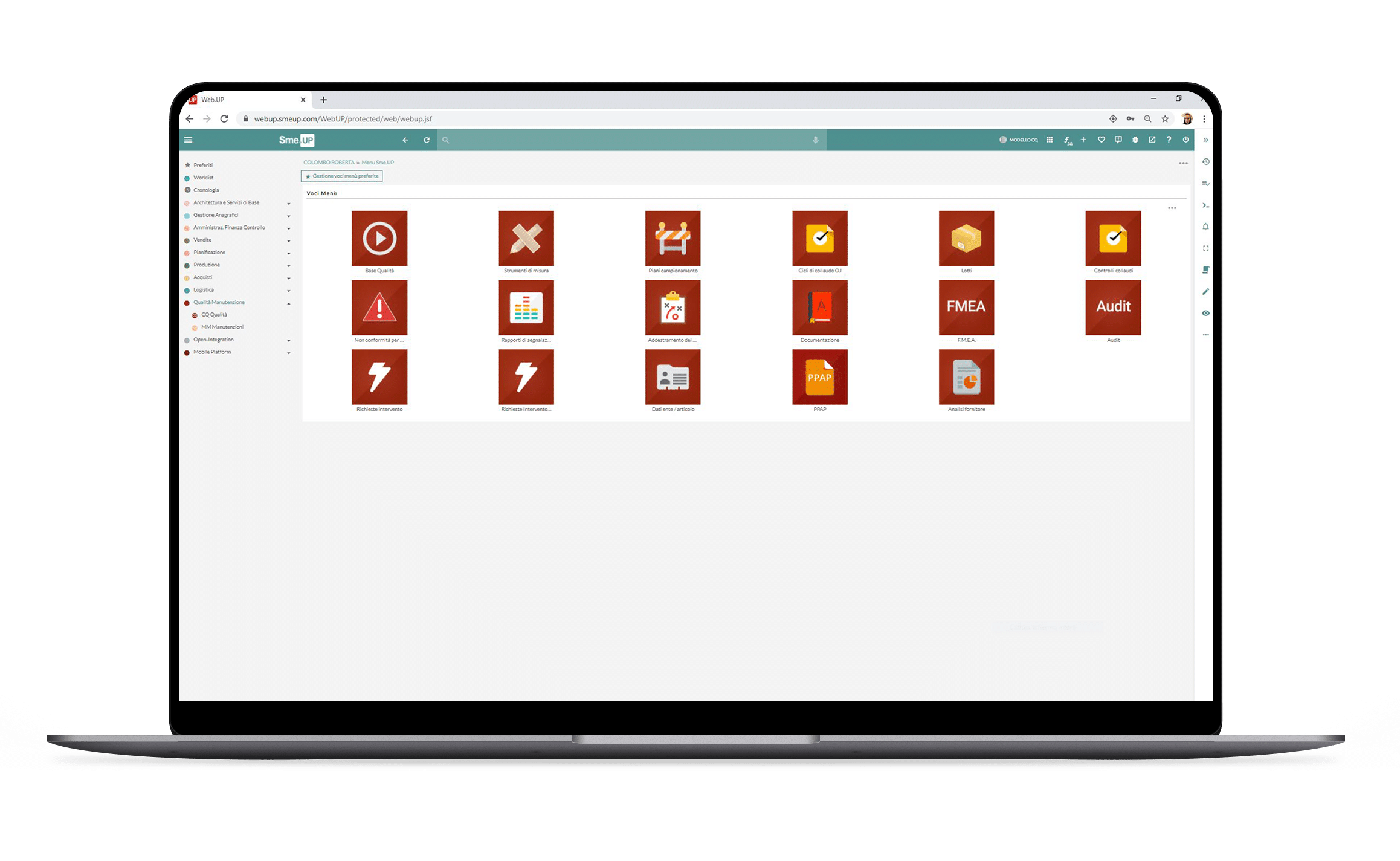 smeup erp screenshot: smeup erp dashboard 