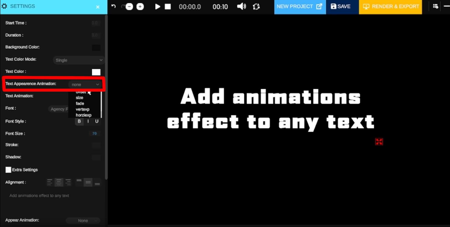 Vidtoon text animation