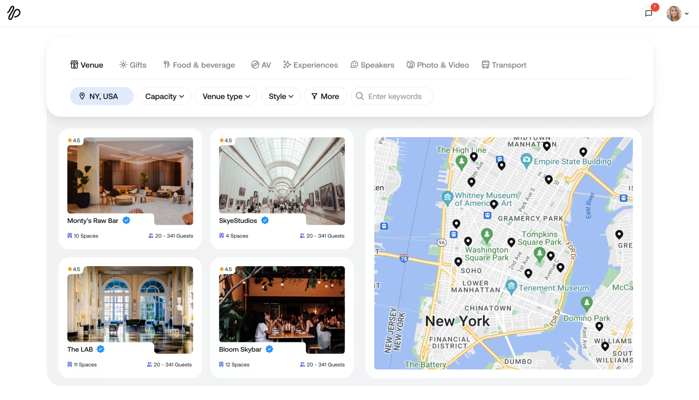 Planned screenshot: Source the best venues and vendors faster