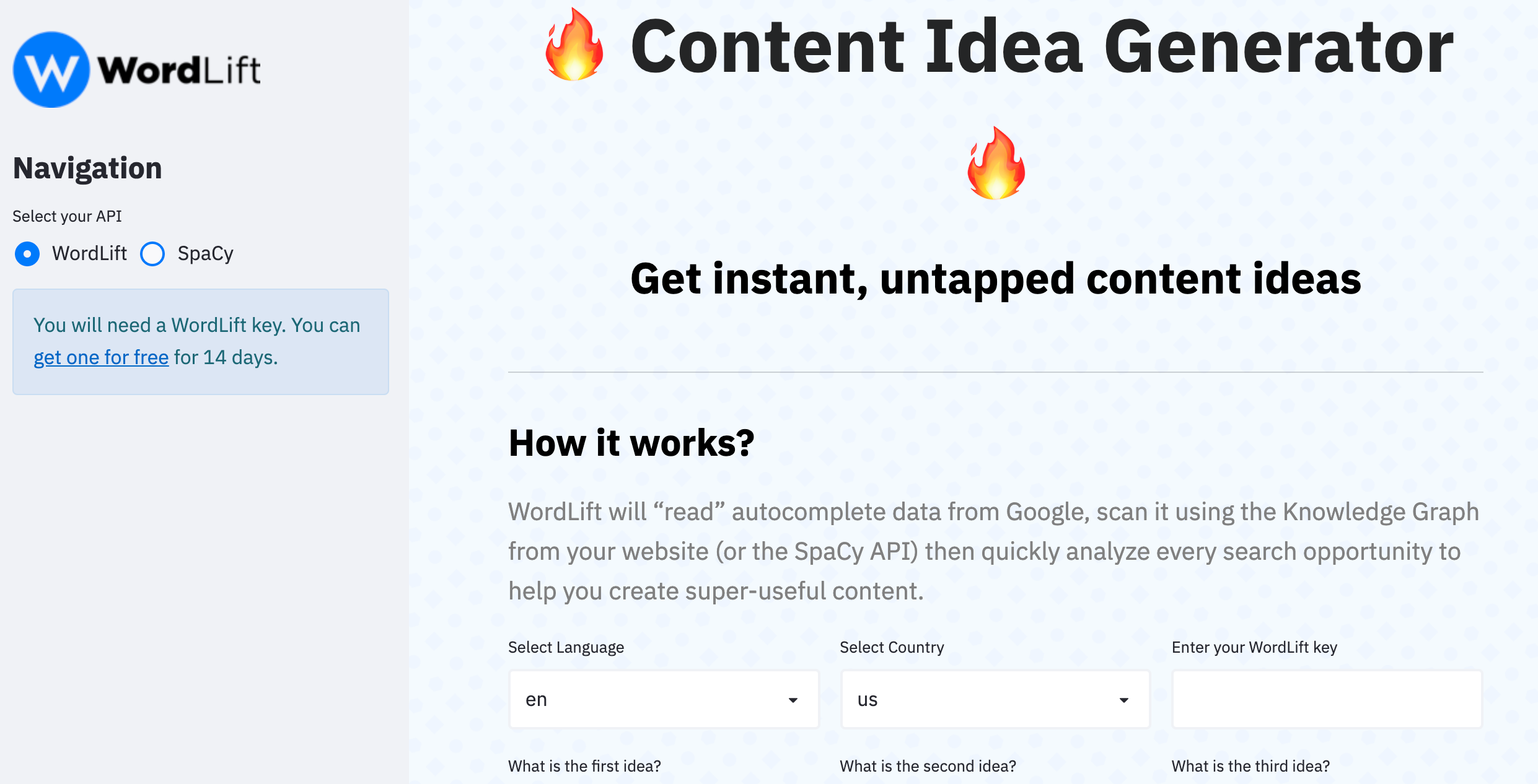 An overview of the content idea generator design to scout for long tail query intents.