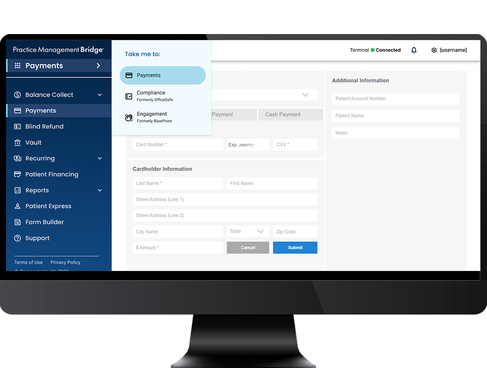 Bridge Payments is an easy-to-use system that optimizes and automates payment capture at all points of the patient journey. Practices can now become more efficient and unlock new profitability potential.