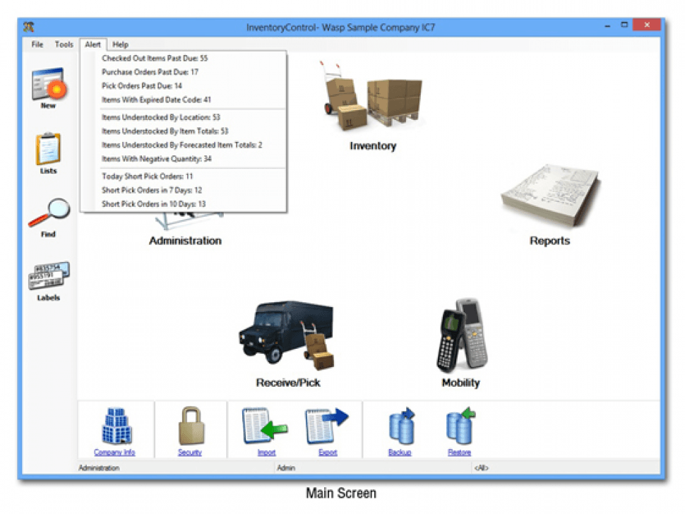 InventoryCloud Software - Main screen