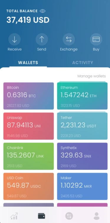 Lumi Wallet mobile interface

