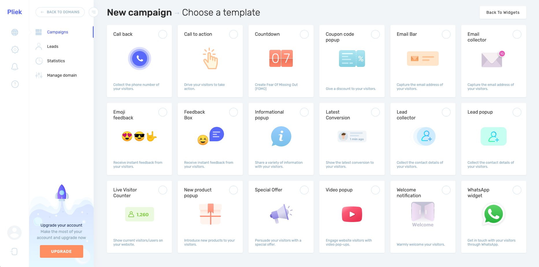 Pliek screenshot: Pliek campaign template