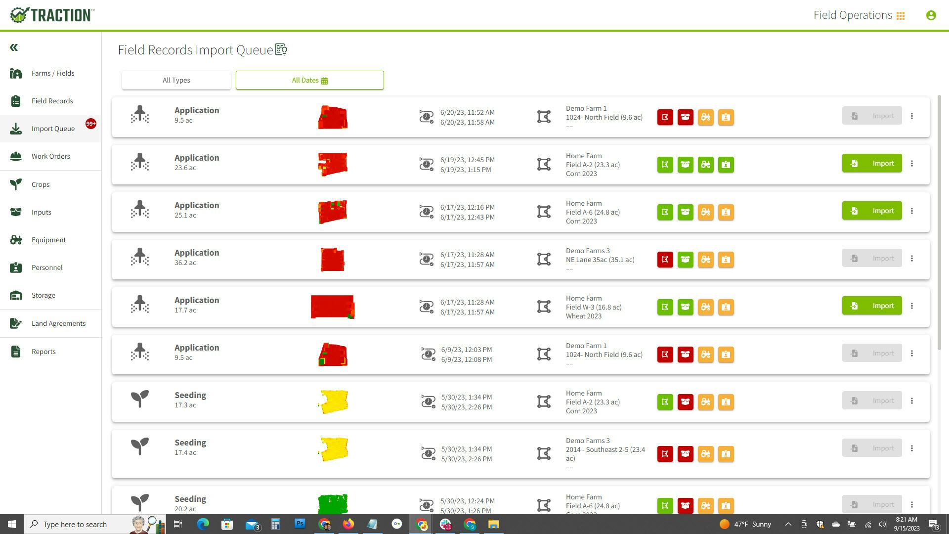 Traction Software - Connect to John Deere Operations Center or Climate FieldView to automatically log field activities to your Traction account.