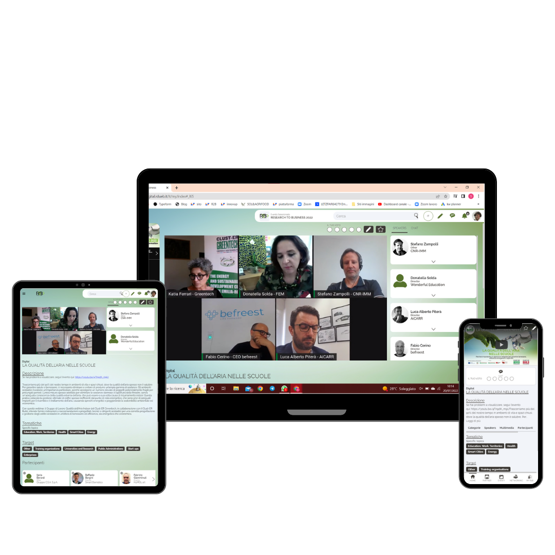 Through LetzFair, it is possible to hold events and webinars with many people involved, both in-person and remote. Visitors can intervene in real time thanks to the public chat or the question panel.