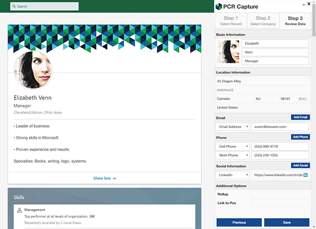 PCR Capture for Chrome saves you data entry time when importing contacts from popular sites.