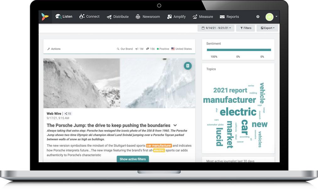 Notified PR Platform screenshot: Listen: Harness the Power of Real-time Social Listening and Media Monitoring