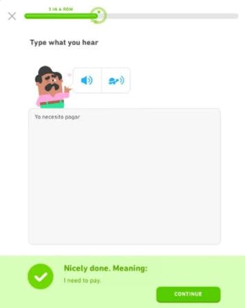 Duolingo screenshot: Duolingo vocabulary training