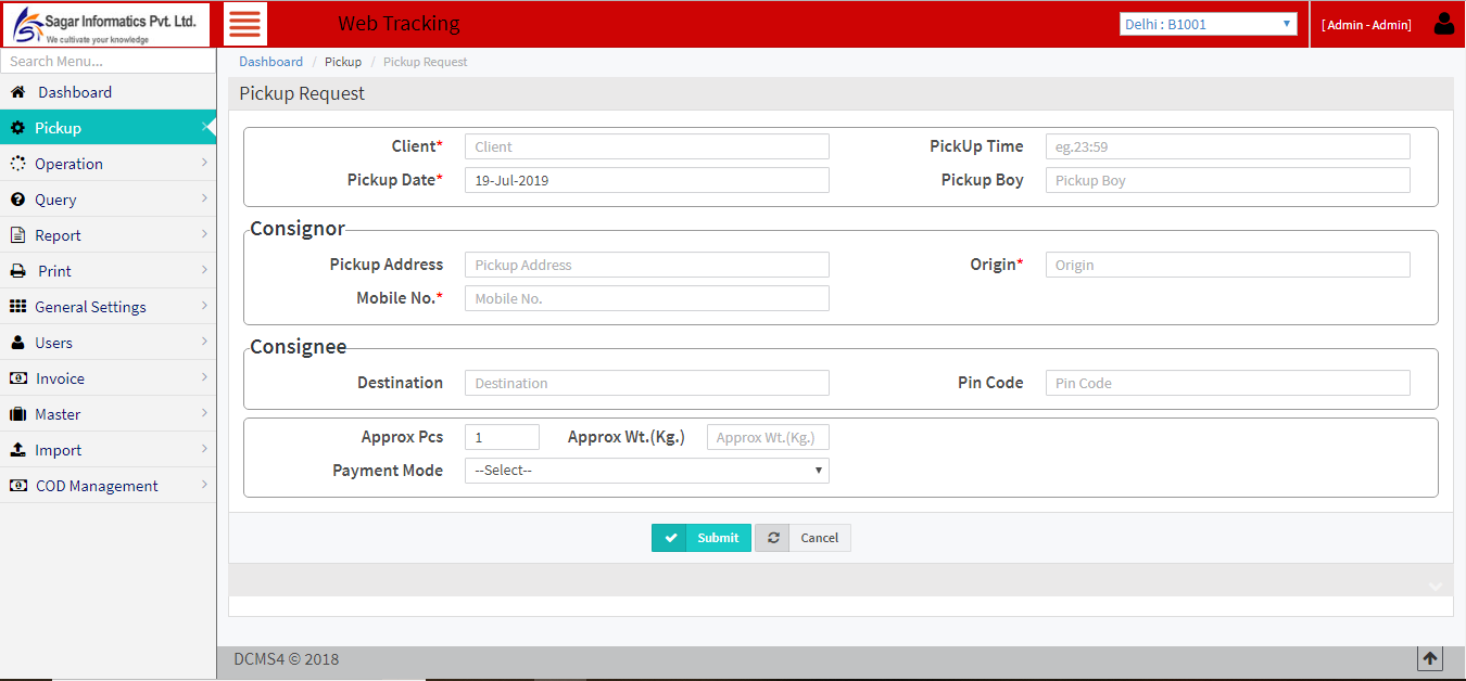 Courier Management Software Software - Courier Management Software pickup manager