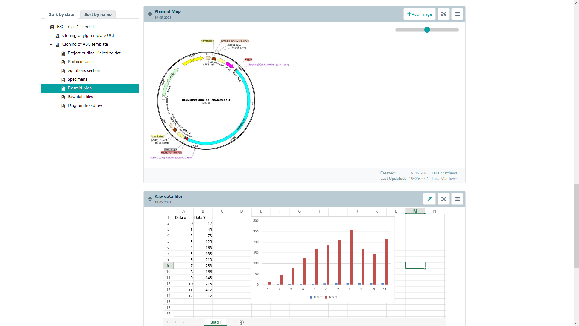 eLabJournal Software - Attach a Plasmid map in reports