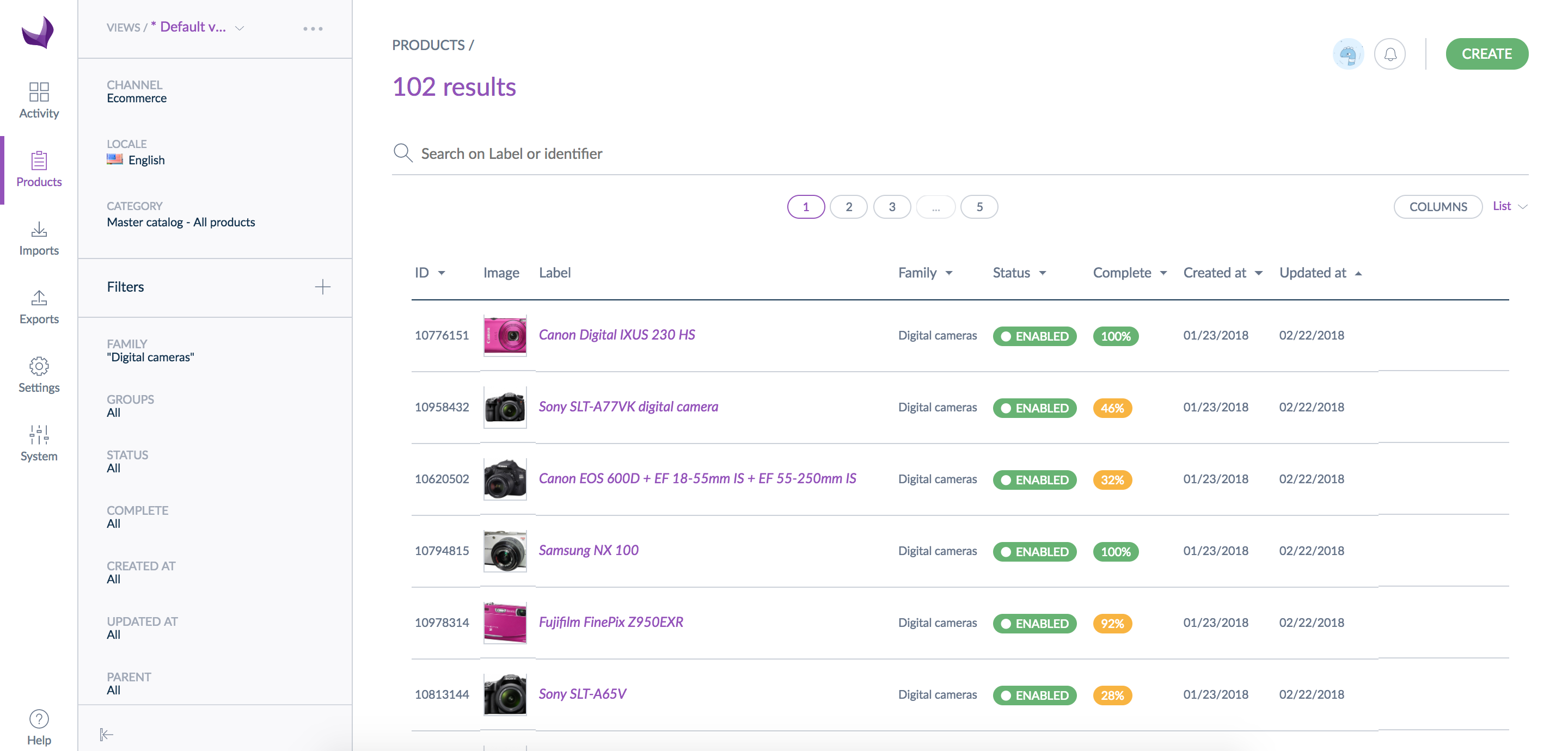 Product grid - See all products in one place, filter on specific attributes or categories, define the columns and work on products